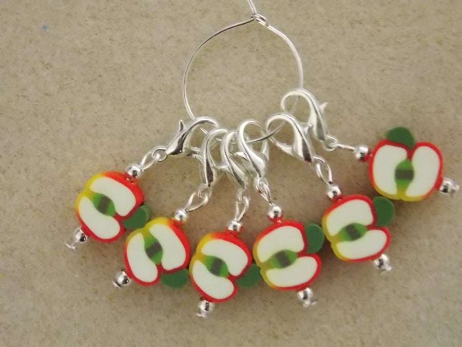 Crochet Stitch Markers Set of 6 Apples