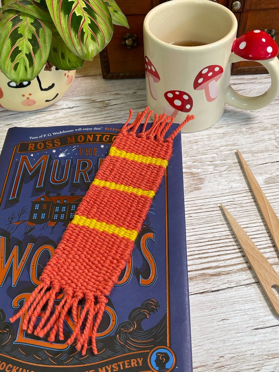 Hand Woven Bookmark in Handspun Yarn in Plant Dyed Yarns