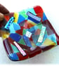 Abstract Patchwork Rainbow Dichroic Dish 11.5 cm Fused Glass Square  - Image 4