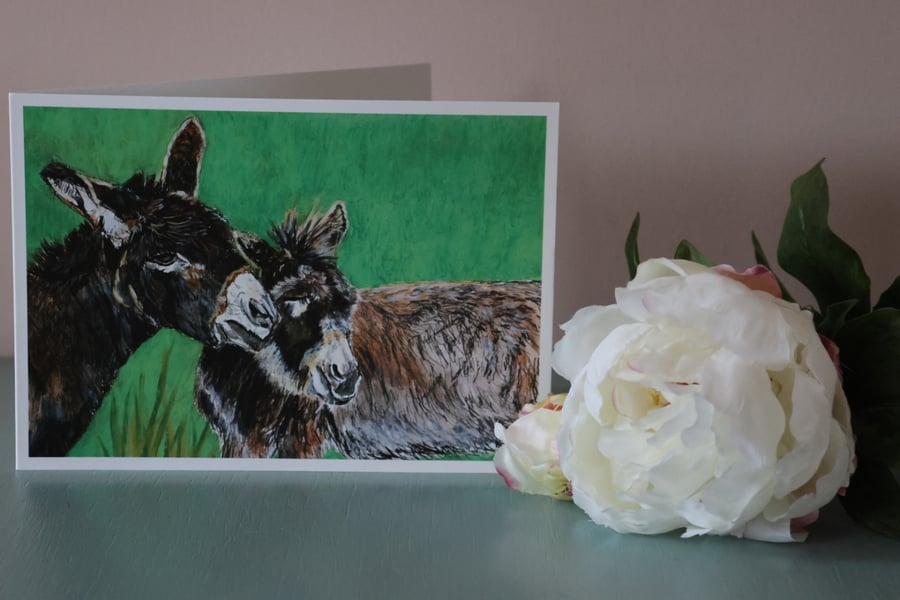 Donkeys Blank Greetings Card