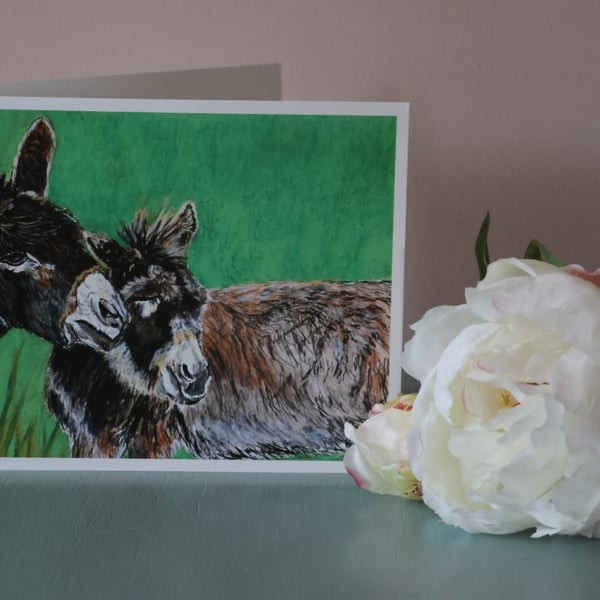 Donkeys Blank Greetings Card