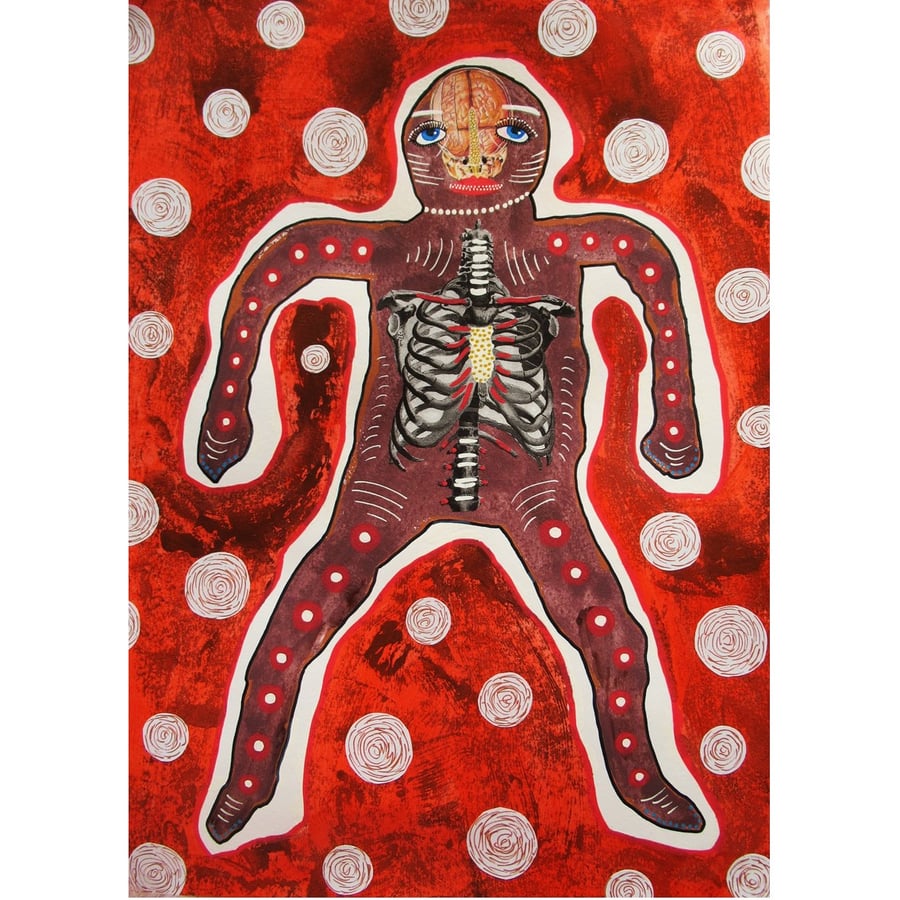 Tribal Figure Alternative Art Painting Original Primitive Unconventional Artwork