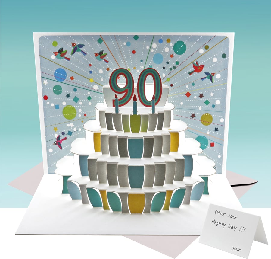 Pop Up Age 90 Birthday Card, 90th Birthday Card, Happy Birthday - POP155