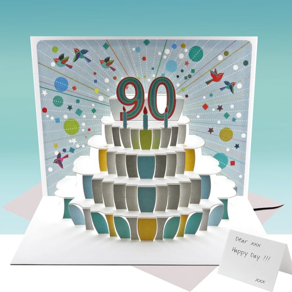 Pop Up Age 90 Birthday Card, 90th Birthday Card, Happy Birthday - POP155
