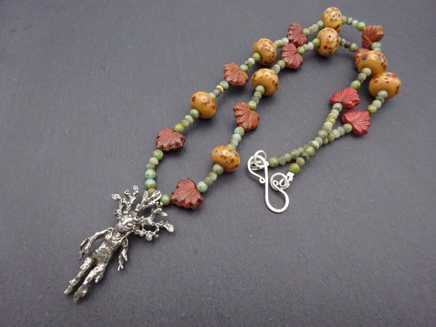 lampwork glass mandrake necklace