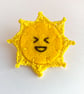 Sun brooch laughing embroidery with micro crochet sun rays - Image 3