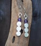 Earrings, Three silver disc and amethyst earrings, handmade jewellery - Image 1