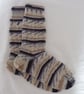 Hand-cranked Knitted Ribbed Wool Socks Size 4 to 5 - Image 2