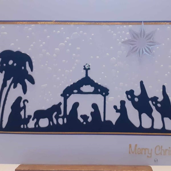 White Nativity Scene Card