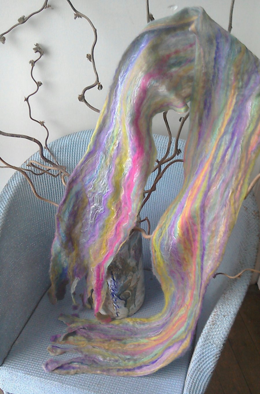 Scarf - hand felted cobweb scarf