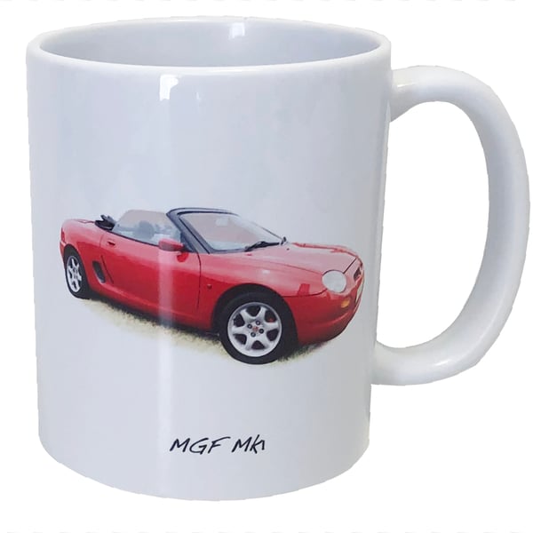 MGF Mk1 (Red) - 11oz Ceramic Mug - Plain or Stripy Design