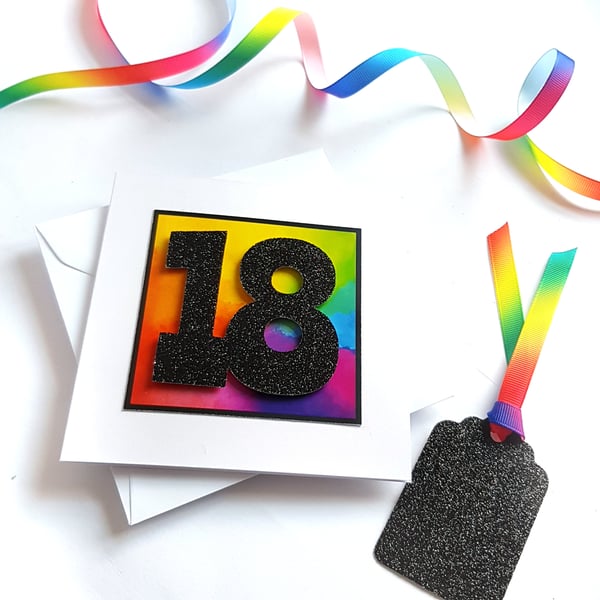 Age 18 Rainbow Card - 18th Birthday Milestone Card