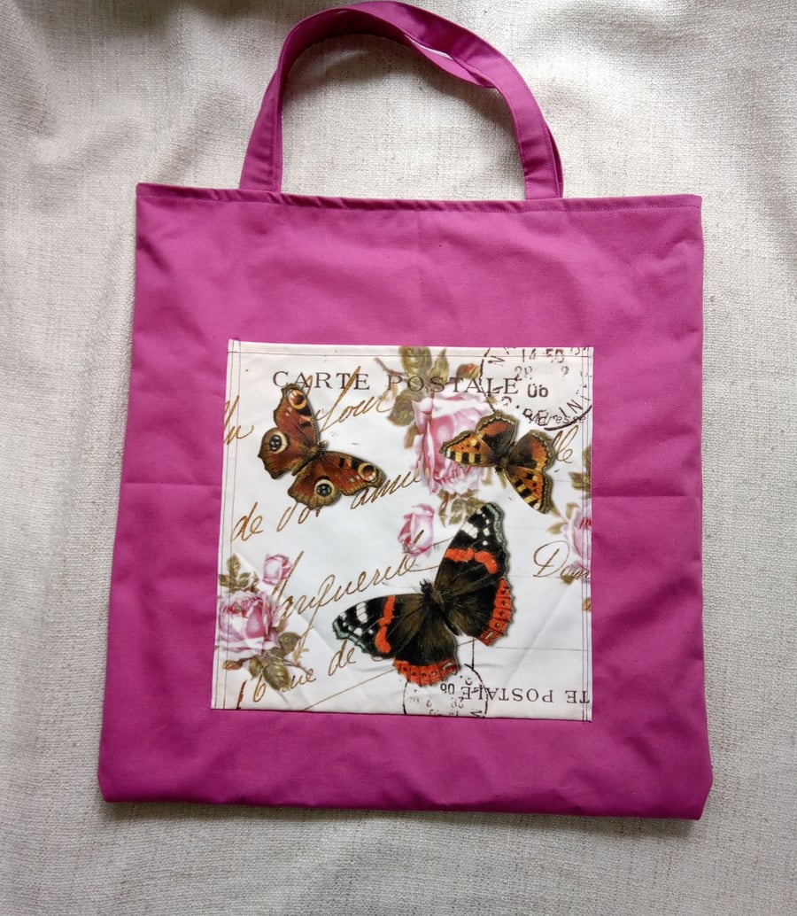 Butterfly tote bag pink 