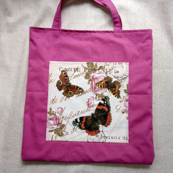 Butterfly tote bag pink 