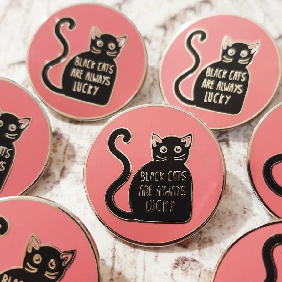 Black Cats Are Always Lucky Enamel Pin
