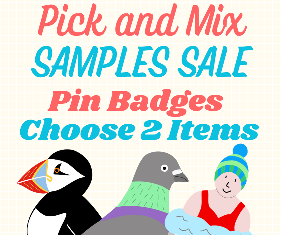 Pin Badges SAMPLES SALE, Pick and Mix, Choose 2 Items, Bird Pins, Animal Pins