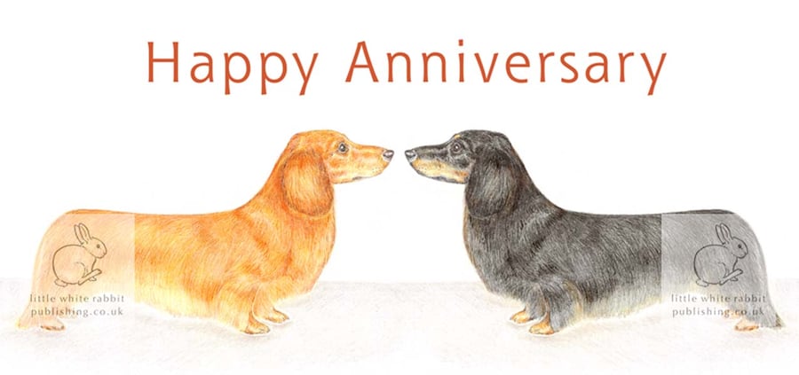 Dachshunds Nose to Nose -  Anniversary Card