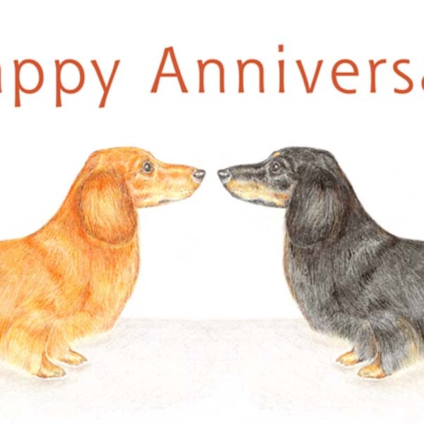 Dachshunds Nose to Nose -  Anniversary Card