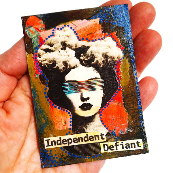 ACEO Miniature Feminist Portrait Painting Retro Female Equality For Women