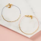 Gold & silk cord friendship bracelet - Minimalist beaded Silk thread bracelet