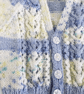 Hand Knitted Baby Cardigan, Blue and Cream V-Neck, 6-12 Months - Image 4