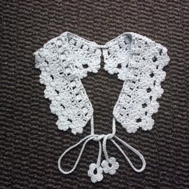 Small Crochet floral Collar in Baby Blue 100% Cotton