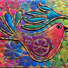 Fantasy Bird Textile Art Free Machine Embroidery 