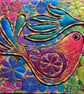 Summer Seconds Fantasy Bird Textile Art Free Machine Embroidery 