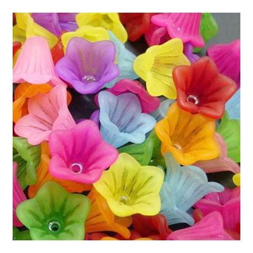 Lucite Flower Mixed 10mm x 15mm Smooth Beads, 1.5mm Hole, Pack of 70