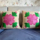 Handmade Cushion Covers Silk and Cotton Mix Envelope Style Appliqué Patchwork