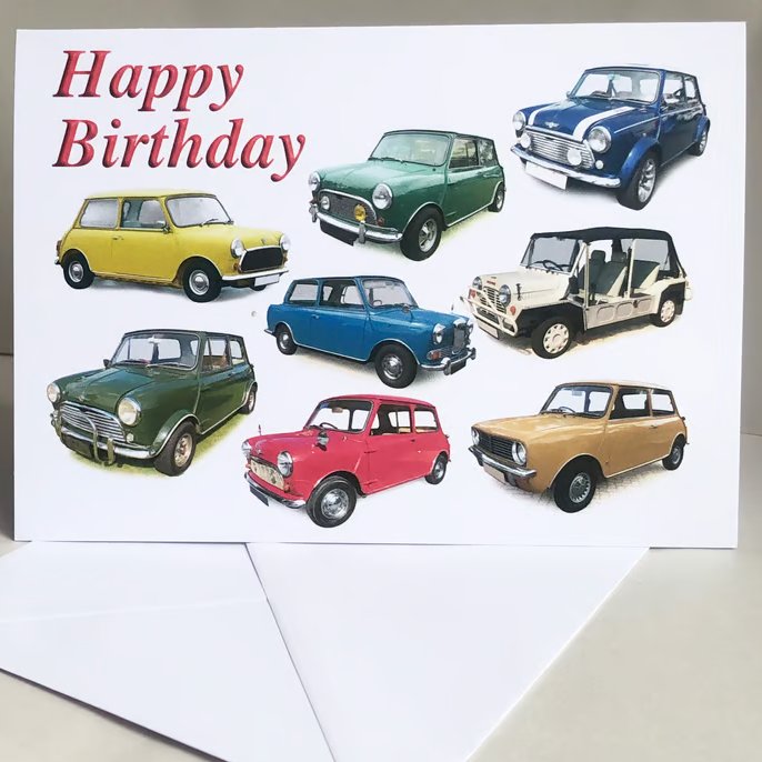 Mini Classic Cars - Greeting Cards for the British Car fan