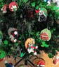 Long-eared Owl with fabric scarf Christmas tree decoration.   - Image 8