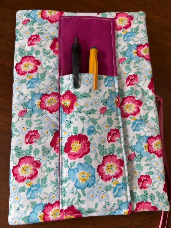 Liberty Fabric Pen holder, journal pen holder, bookmark, liberty bookmark, pink 