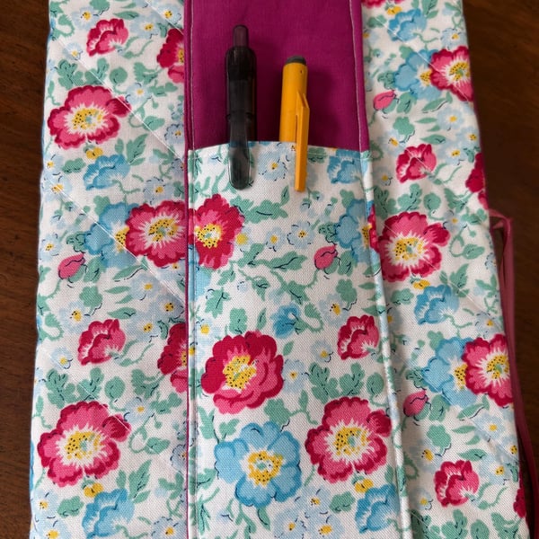 Liberty Fabric Pen holder, journal pen holder, bookmark, liberty bookmark, pink 