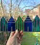 Stained Glass Suncatcher Beach Huts - Handmade Decoration - Blue Turq - Image 1