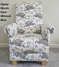 Blue Armchair Clarke March Hares Mineral Fabric Chair Floral Nursery Accent New - Image 2