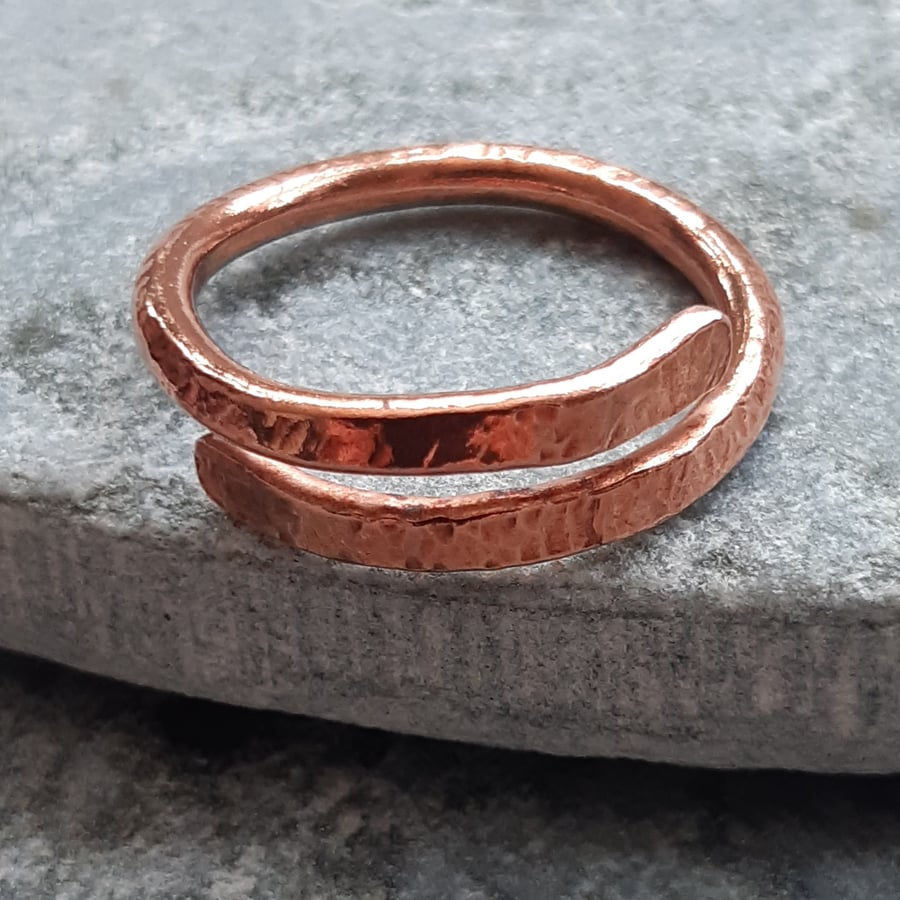 Copper Handmade Cross Over Ring Ring