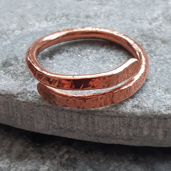 Copper Handmade Cross Over Ring Ring