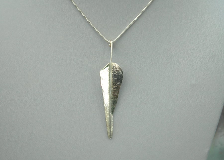 Sterling Silver Leaf Pendant, Hallmarked,  P108