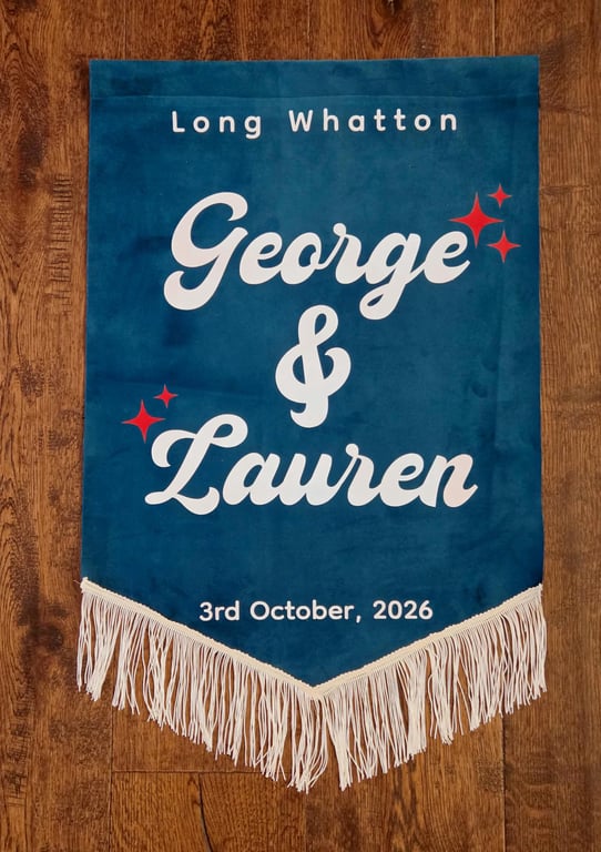 Personalised Velvet Wedding Banner - Custom Wedding Sign - Vintage Wedding Decor
