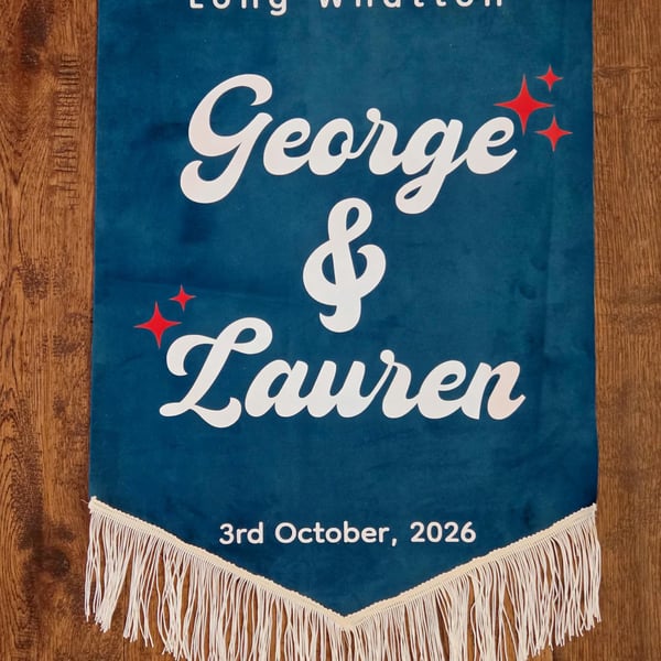 Personalised Velvet Wedding Banner - Custom Wedding Sign - Vintage Wedding Decor