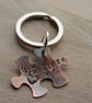 You Complete Me Copper Hand Stamped Jigsaw Keyring - Image 3
