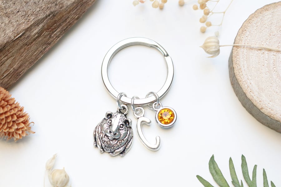 Guinea Pig Personalised Keyring - Animal Jewellery. Hamster Keyring. Pet Lover 