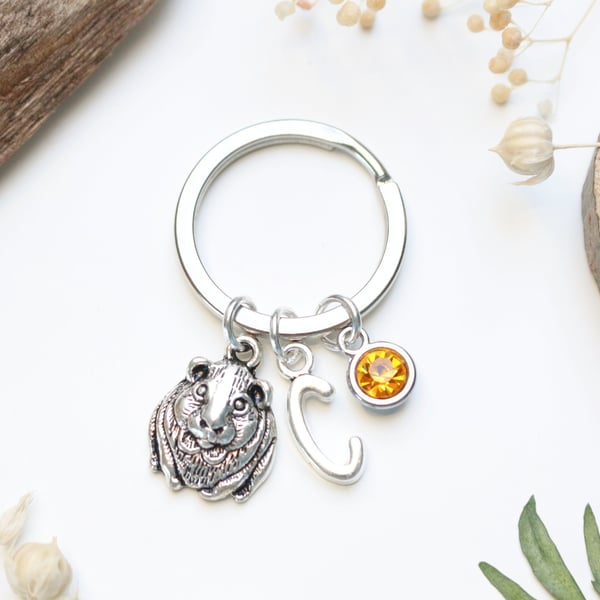 Guinea Pig Personalised Keyring - Animal Jewellery. Hamster Keyring. Pet Lover 