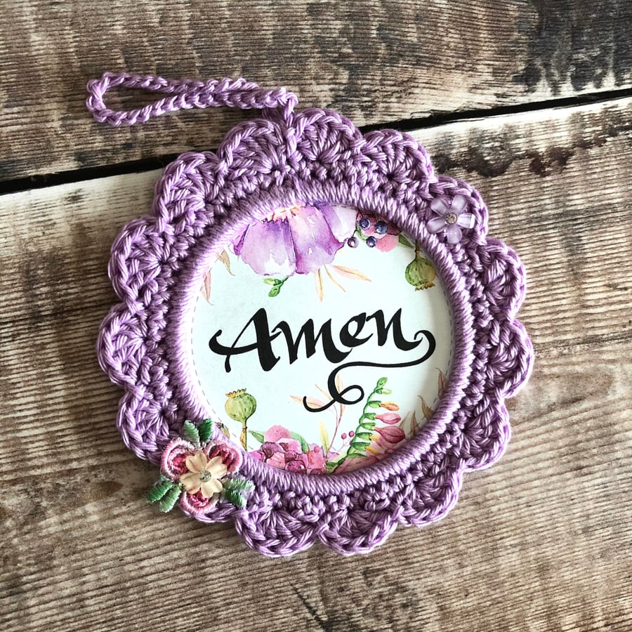 Bible Scripture hand crocheted frame