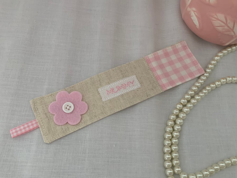 Linen Fabric Bookmark, Personalised Bookmark, Mother’s Day, Gift for Mum