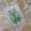 Green Triskelion Iridescent Fairy Wing Sterling Silver Earrings