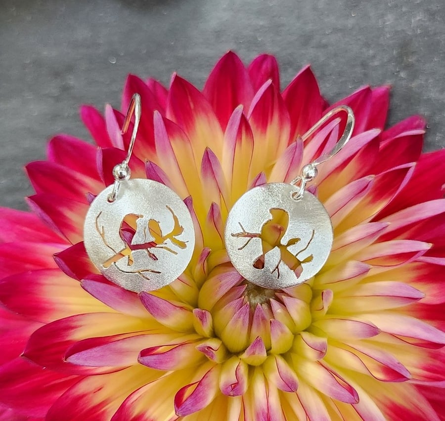 Bird earrings in sterling silver