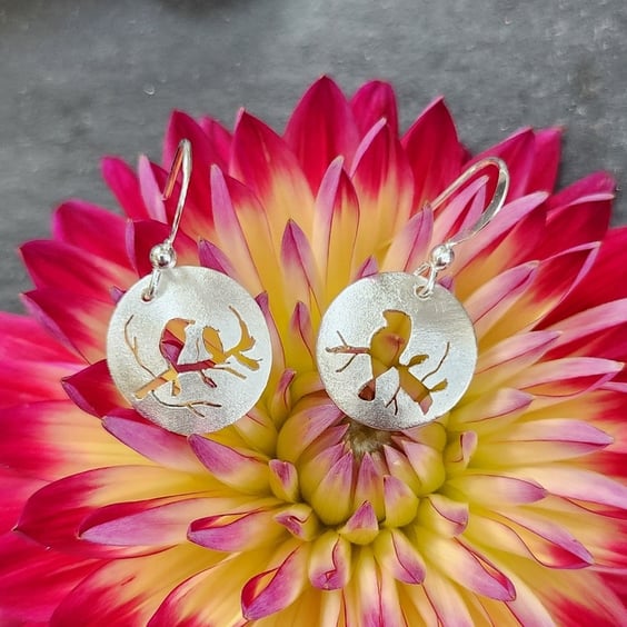 Bird earrings in sterling silver