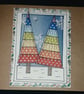 Quirky art set of 5 beautiful handmade Christmas tree rainbow cards  - Image 2